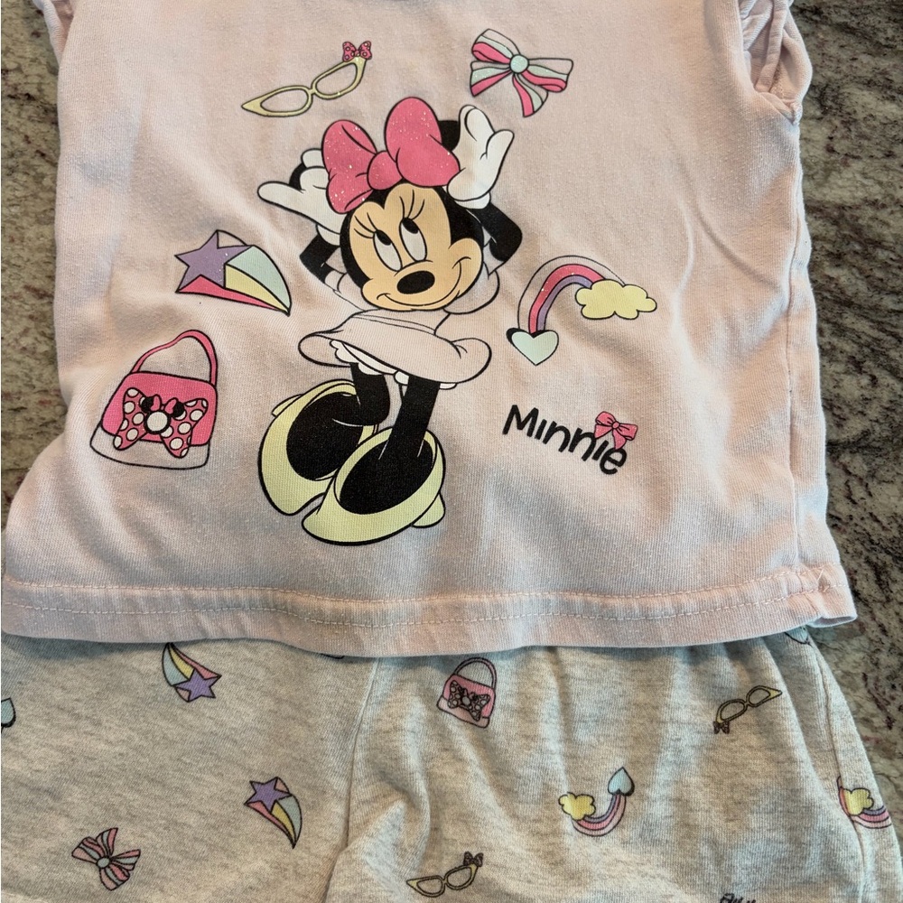 Minnie Mouse Pink and Gray Pajama Set